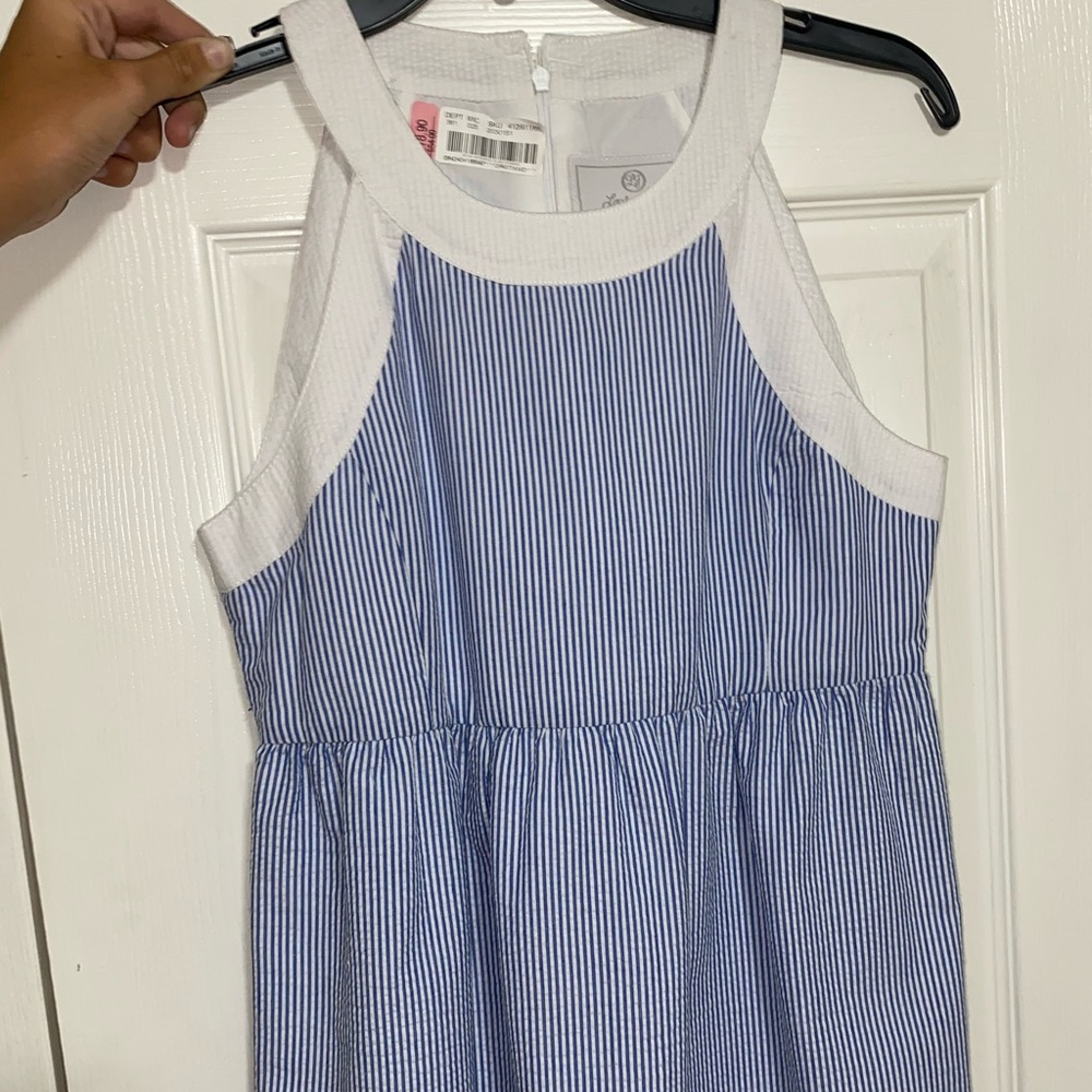 Blue and White striped Tank